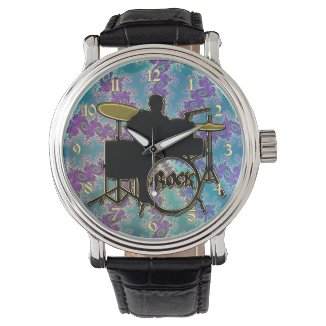 Montre Drummer de musique et Blue Green Fractage Star Wat (devant)
