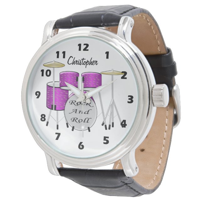 Montre Drums Design Ajouter un nom (Incliné)