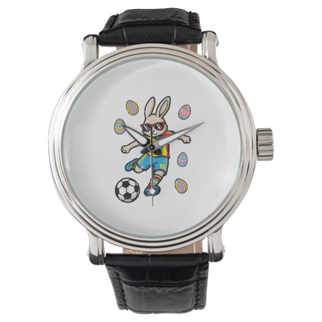 Montre Easter Bunny Soccer Kick Rabbit Football Boys Kids (devant)
