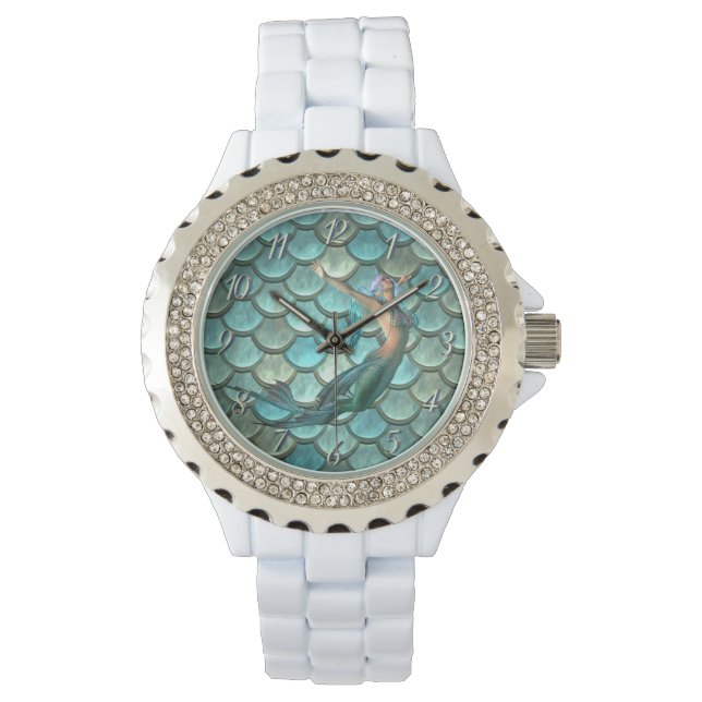 Montre Écailles de queue de sirène sur sirène (devant)