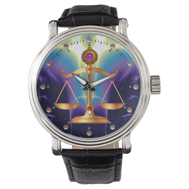 MONTRE ÉCHELLES D'OR DE LA LOI AVEC PIERRES GEM, SYMBOLE  (devant)