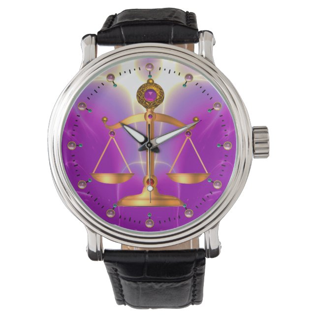 MONTRE ÉCHELLES D'OR DE LA LOI AVEC PIERRES GEM, SYMBOLE  (devant)
