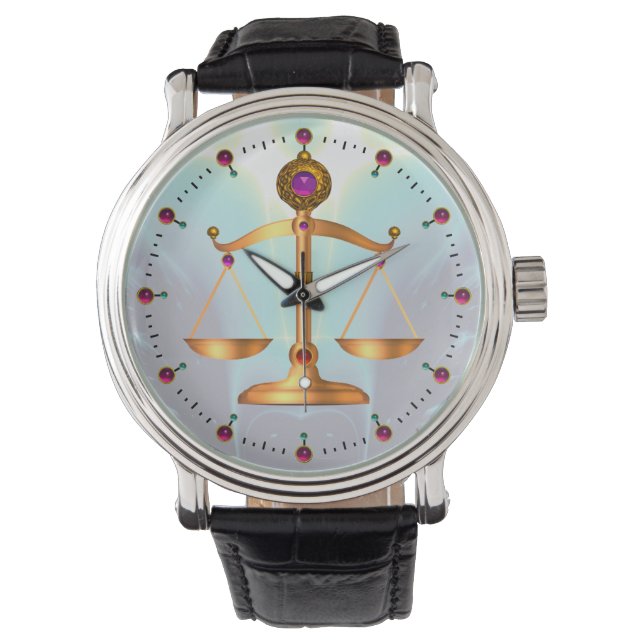 MONTRE ÉCHELLES D'OR DE LA LOI AVEC PIERRES GEM, SYMBOLE  (devant)