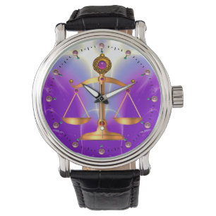 MONTRE ÉCHELLES D'OR DE LA LOI AVEC PIERRES GEM, SYMBOLE 
