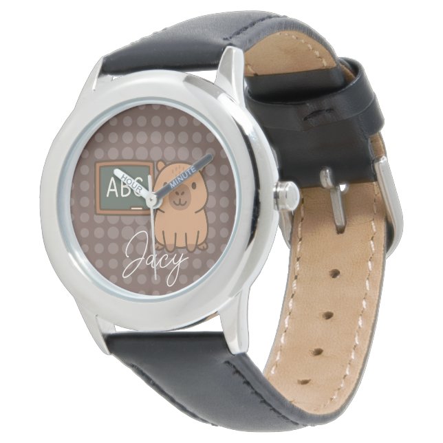 Montre École de capybaras mignons pour enfants (Incliné)