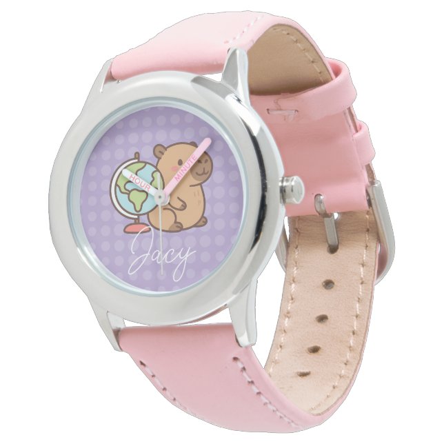 Montre École de capybaras pour enfants mignons (Incliné)