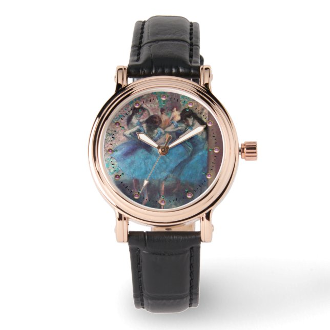 MONTRE ÉCOLE DE DANSE, BALLERINA BALLET DANSEURS EN BLEU (Recto)