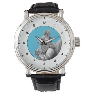 Montre Écureuil rouge avec écureuil gris (bleu) M1