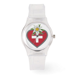 Montre Edelweiss Heart Swiss Flag Watch