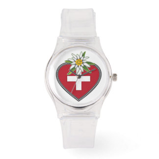 Montre Edelweiss Heart Swiss Flag Watch