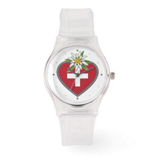 Montre Edelweiss Heart Swiss Flag Watch