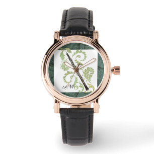 Montre Effet de pierre d'obe et de feuillage Monogramme p
