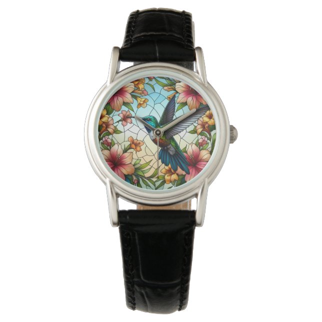 Montre Effet Élégant en verre de colibri (devant)