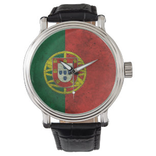 Montre Effet en acier âgé par drapeau portugais