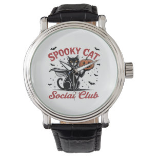 Montre Éffrayant Cat Social Club PNG - Style Vintage Clas
