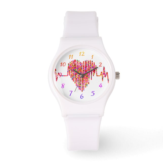 Montre EKG ligne coeur médical rouge infirmière (Recto)