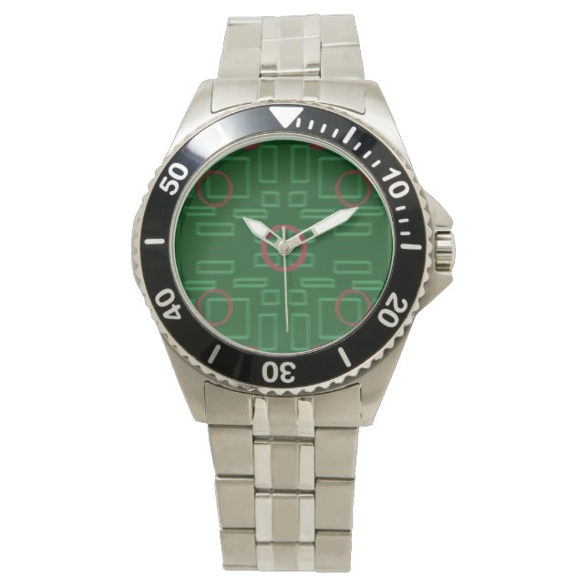 Montre électronique des boîtes géométriques vertes (devant)