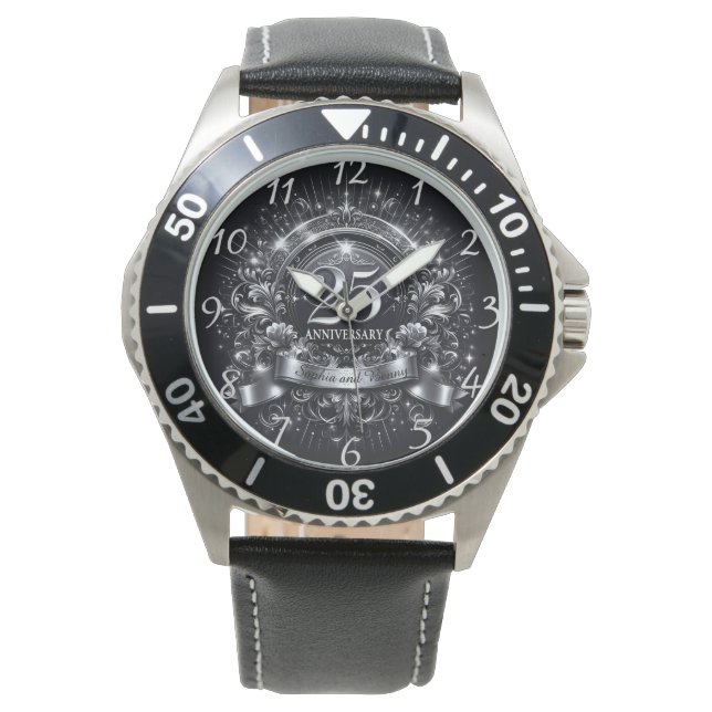 Montre Élégance Argentée : 25e Anniversaire (devant)