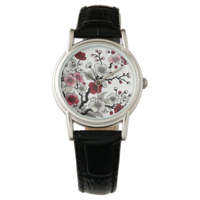 Montre Élégance de la fleur de Crimson - Flore d'inspirat (devant)