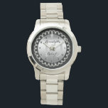 Montre Élégant 10e anniversaire d'argent et de diamants<br><div class="desc">Une élégance opulente encadre ce design mariage d'anniversaire dans un design diamant à échalotes unique avec le diamant à goutte de teardrop central avec des étincelles imbriquées. Design original par Holiday Hearts Designs (tous droits réservés). Si vous avez besoin d'aide pour customiser à vos besoins uniques, envoyez-nous un courriel à...</div>