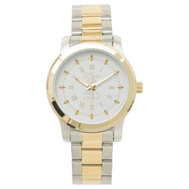 Montre Élégant 25e anniversaire du Mariage d'argent Nom (devant)