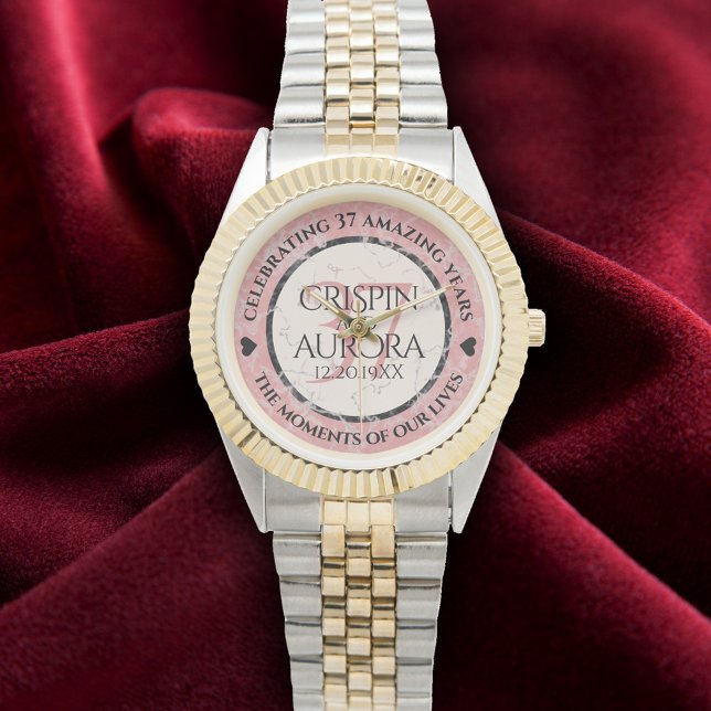 Montre Élégant 37e anniversaire du Mariage Alabaster (Elegant 37th Alabaster Wedding Anniversary Wristwatch Cover Photo)