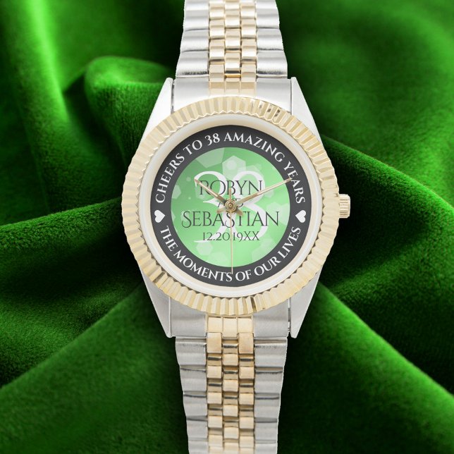Montre Élégant 38e anniversaire du Mariage Emeraude (Elegant 38th Emerald Wedding Anniversary Wristwatch Cover Photo)
