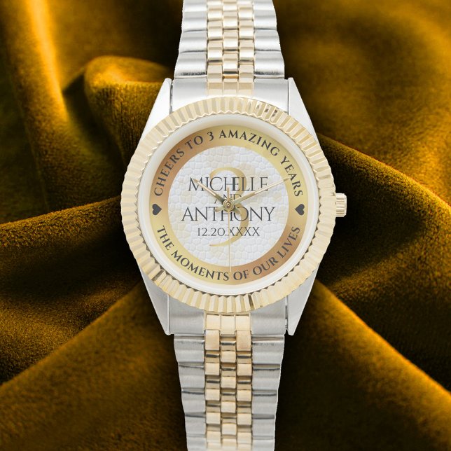 Montre Élégant 3ème anniversaire de Mariage en cuir (Elegant 3rd Leather Wedding Anniversary Wristwatch Cover Photo)