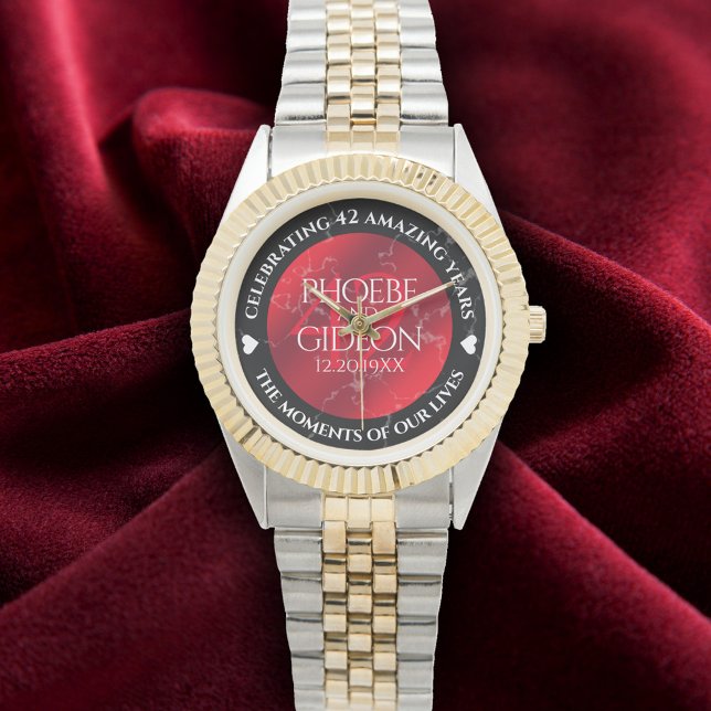 Montre Élégant 42e anniversaire du Mariage Jasper (Elegant 42nd Jasper Wedding Anniversary Wristwatch Cover Photo)