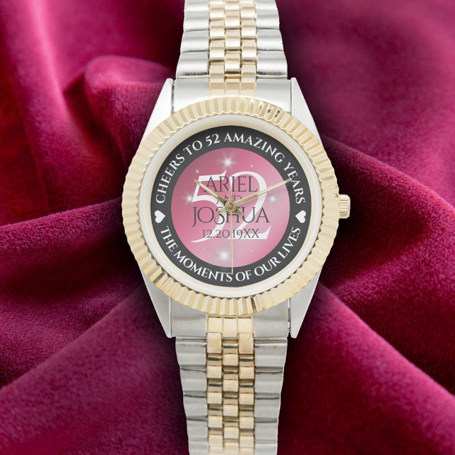 Montre Élégant 52ème anniversaire de Mariage de rubis éto (Elegant 52nd Star Ruby Wedding Anniversary Wristwatch Cover Photo)