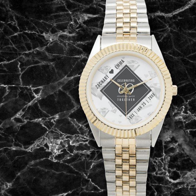 Montre Élégant 60e anniversaire de Mariage de diamant (Créateur téléchargé)