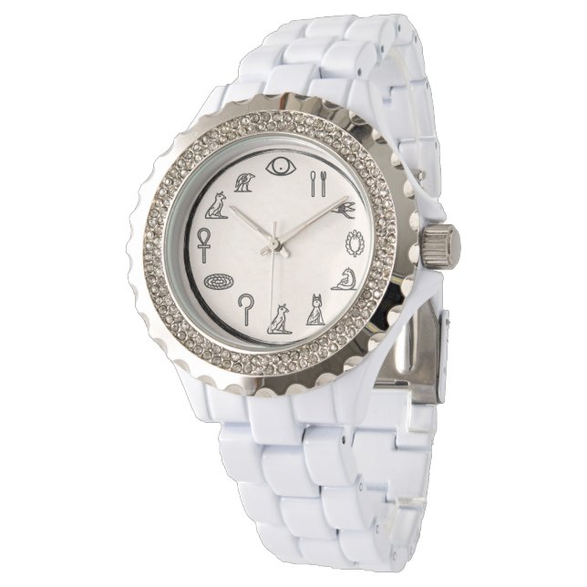 Montre Elegant Ancient Egyptian Numerals White Watch (Incliné)