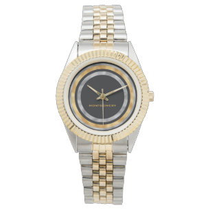 Montre Elégant Black Silver Gold Foil Personnalisé