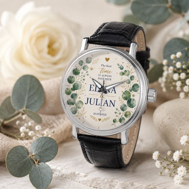 Montre Elegant Blue Eucalyptus Wedding (Créateur téléchargé)