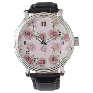 Montre Elegant classic rose rose rose rose flower pattern
