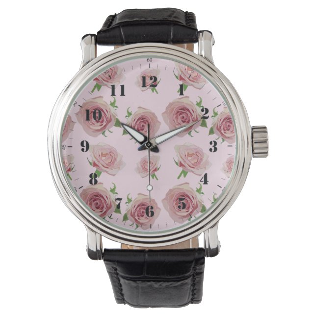 Montre Elegant classic rose rose rose rose flower pattern (devant)