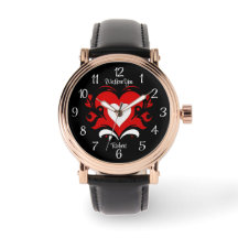 Elégant coeur rouge blanc gras contre noir & texte