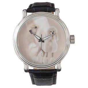 Montre Élégant Collage de White Poodle Pastel