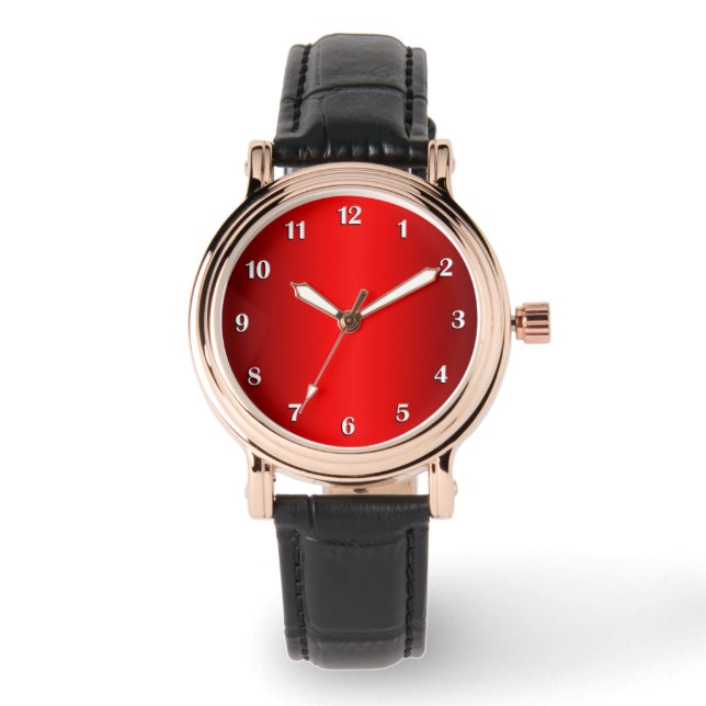 Montre Élégant dégradé rouge avec chiffres blancs (Recto)