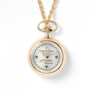 Montre Élégant diamant d'émeraude 20e anniversaire de