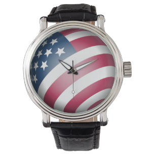 Montre Elégant drapeau patriotique américain en 3D Globe 