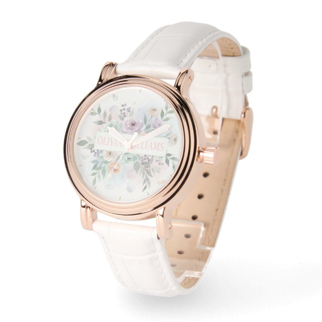 Montre Élégant floral aquarelle  (Angle)