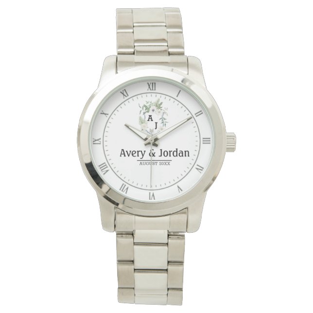 Montre  Elegant Floral Monogram Wedding (devant)
