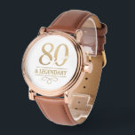 Montre Elégant Gold 80th & Legendary Birthday<br><div class="desc">Elégante Gold 80th & Legendary Birthday watch. Célébrez une étape vraiment légendaire avec cette élégante montre de 80e anniversaire. Ce design est parfait pour honorer un être cher lors de sa journée spéciale. La disposition intemporelle et la finition faux métallique lui confèrent un look haut de gamme tout en le...</div>