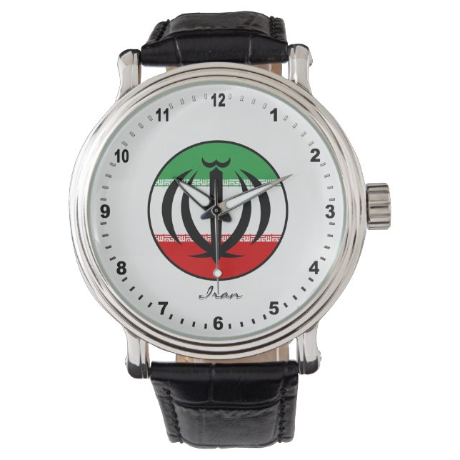 Montre Elégant Iran Watch & Drapeau iranien / Téhéran (devant)