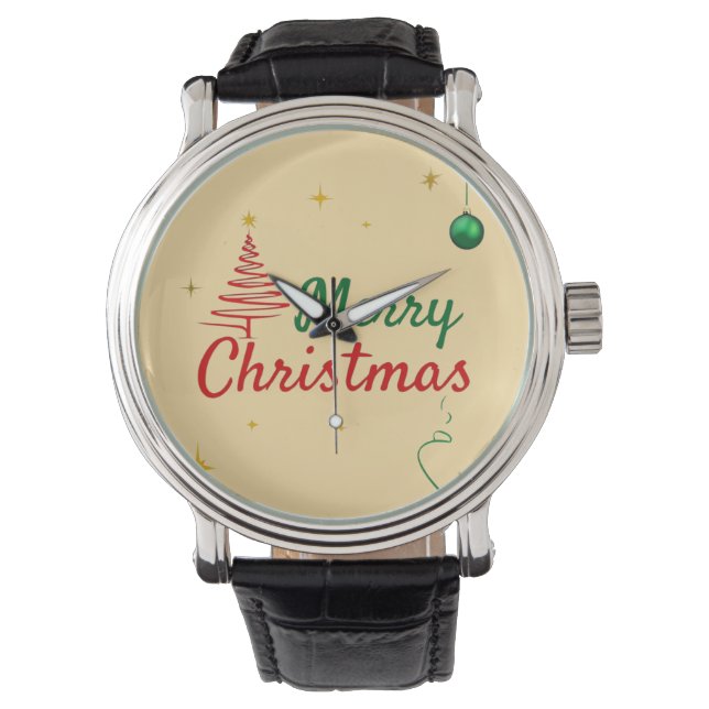 Montre Elégant Joyeux Noël Arbre de Noël Design de vacanc (devant)
