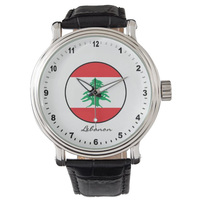 Montre Elégant Liban Watch & drapeau libanais (devant)