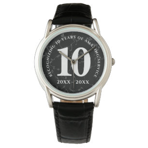 Montre Élégant marbre noir 10 ans de travail Anniversaire