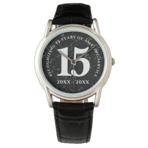 Montre Élégant marbre noir 15 ans de travail Anniversaire