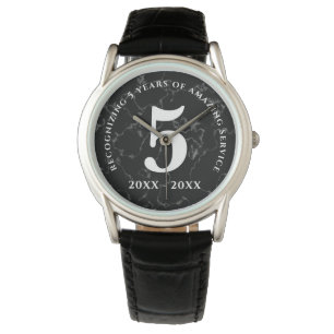 Montre Élégant marbre noir 5 ans de travail Anniversaire